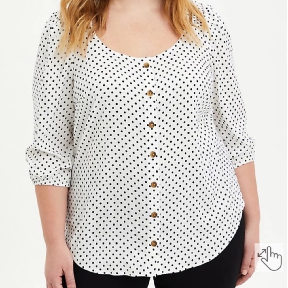 Torrid Black and White button down blouse